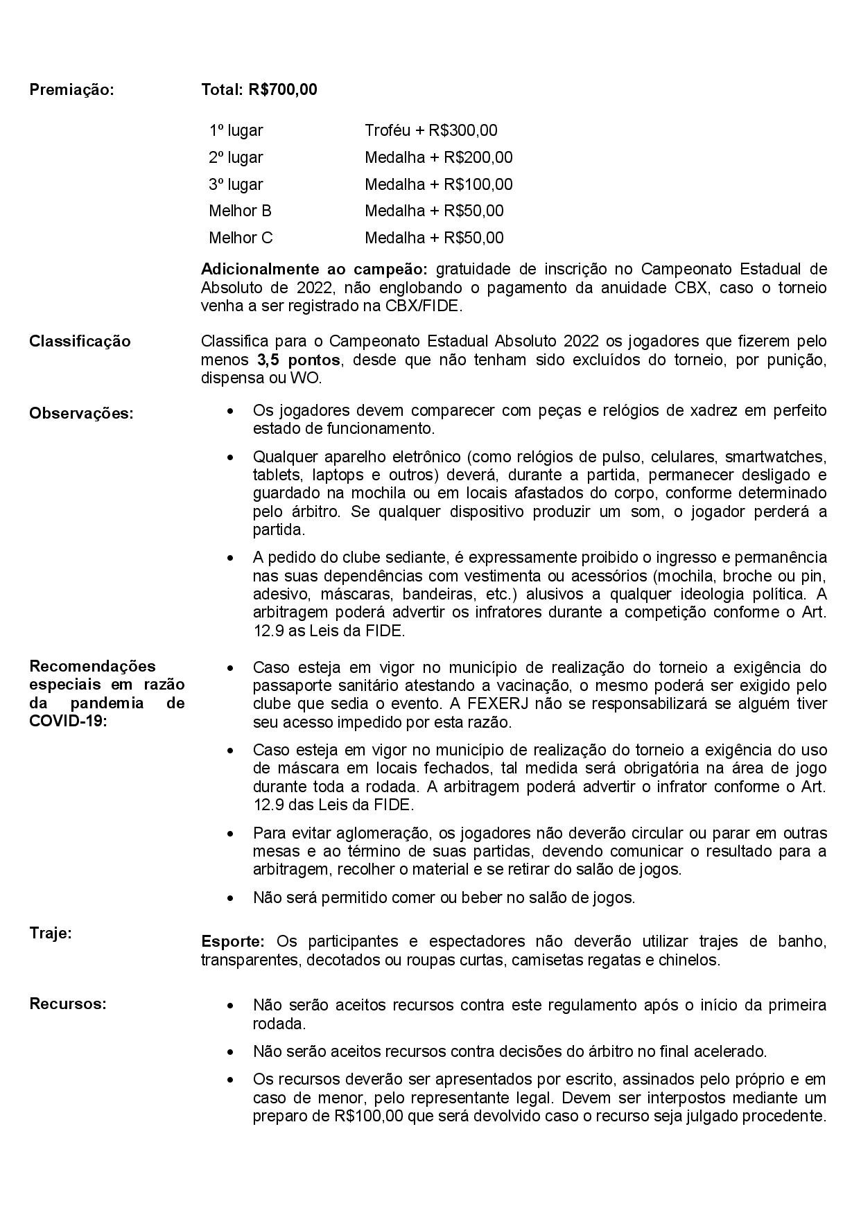 Campeonatos Estaduais Absolutos de Xadrez Blitz e Rápido – 2022 em Rio de  Janeiro - 2023 - Sympla